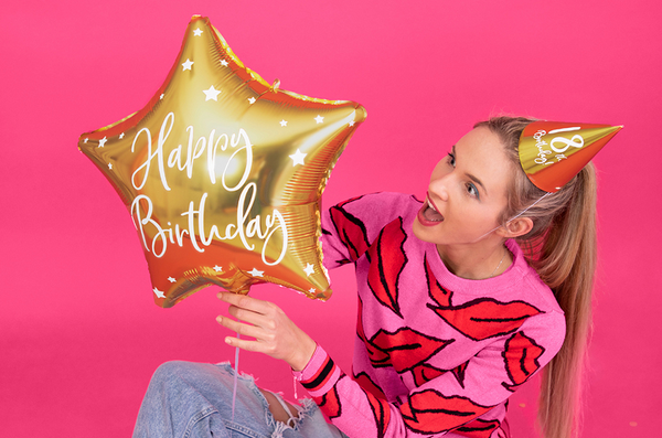 Foil balloon Happy Birthday - gold (40cm)