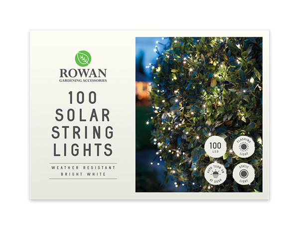 100 LED Solar String Lights Bright White