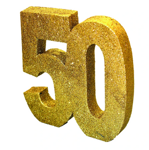 Number 50 Glitter Table Decoration Gold (3 x 20 x 20cm)