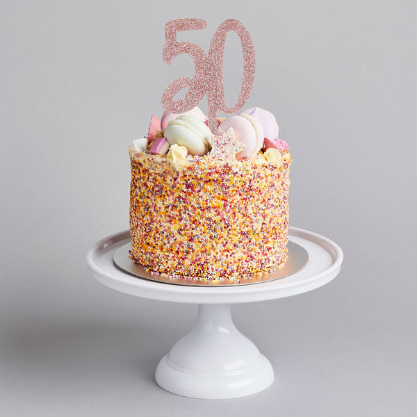 ROSE GOLD GLITTER ACRYLIC '50' CAKE TOPPER
