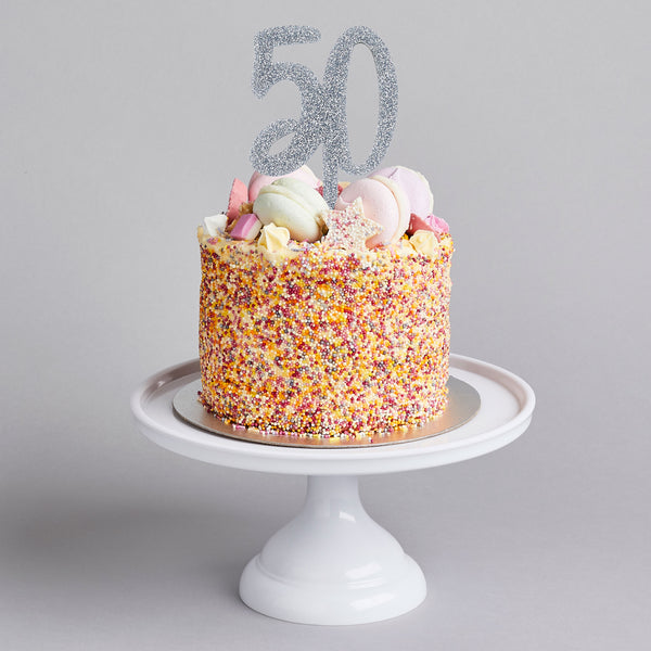 SILVER GLITTER ACRYLIC '50' CAKE TOPPER