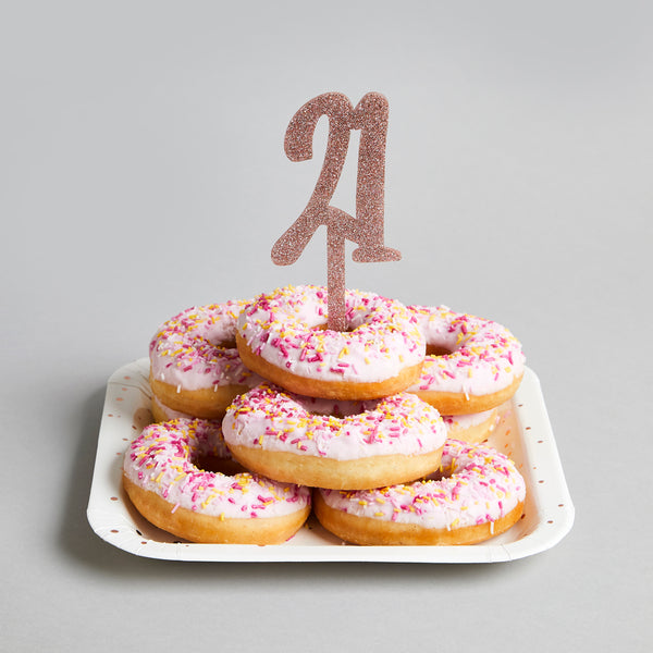 ROSE GOLD GLITTER ACRYLIC '21' CAKE TOPPER (62X200mm)