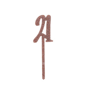 ROSE GOLD GLITTER ACRYLIC '21' CAKE TOPPER (62X200mm)