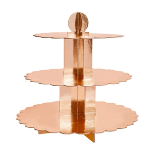 ROSE GOLD CAKE STAND SCALLOP EDGE (3 TIER)