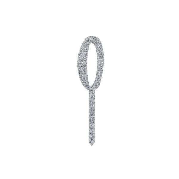 SILVER ACRYLIC 'NO.0' CAKE TOPPER