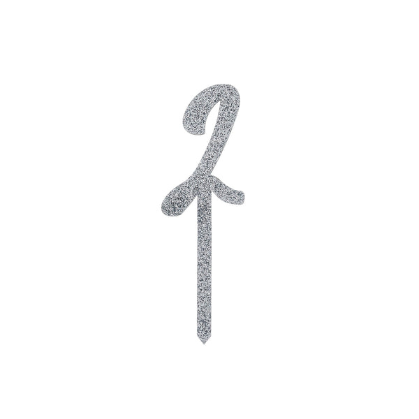 SILVER ACRYLIC 'NO.2' CAKE TOPPER