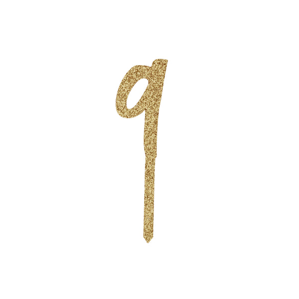 GOLD ACRYLIC 'NO.9' CAKE TOPPER