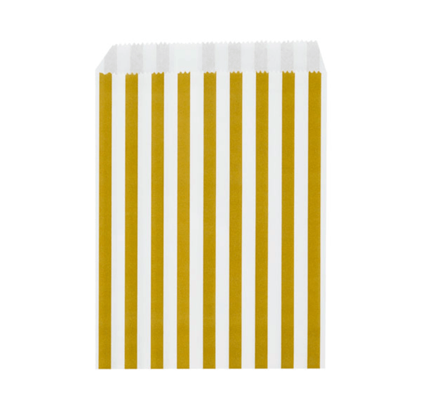 Gold Stripy Treat Bags 50 Pack. Size: 130mm x 180mm