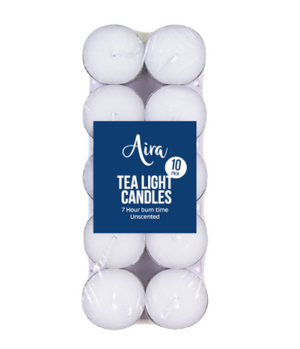 Long Burn Tea Light Candles - 10 Pack