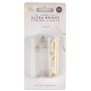20 Large LED Ultra Bright Battery Operated Lights - Warm White