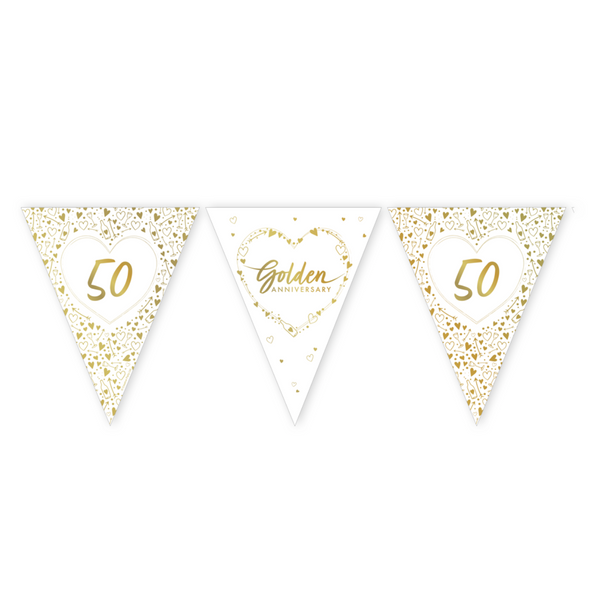 Golden Anniversary Paper Flag Bunting (12ft)