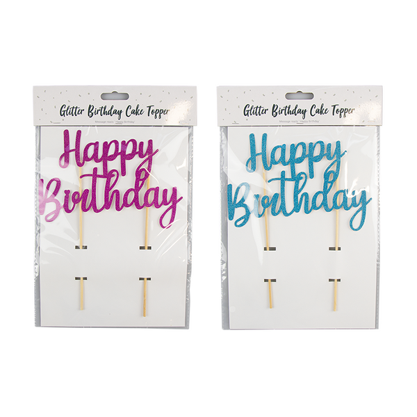 Bright Glitter Happy Birthday Cake Topper