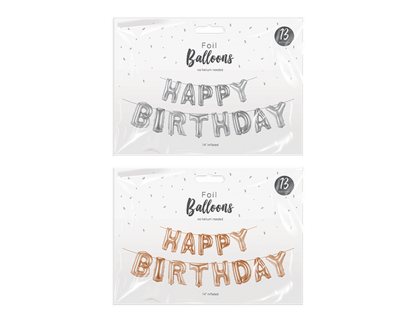 Metallic Happy Birthday Foil Balloons
