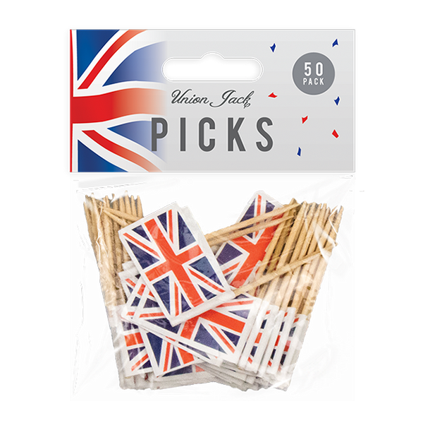 Union Jack Printed Picks (50 Pack)