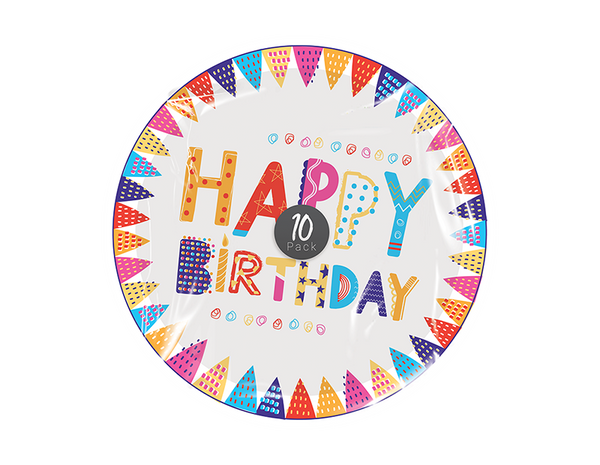 Happy Birthday Paper Plates (10 Pack)