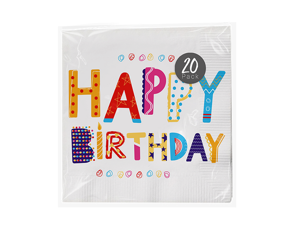 Happy Birthday Paper Napkins (20 Pack)
