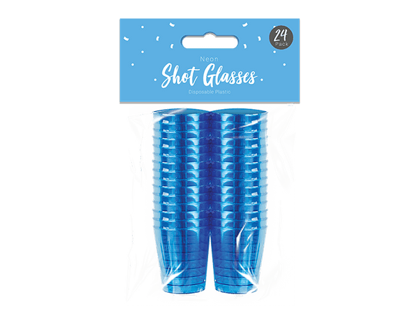 Neon Shot Glasses in 4 Assorted Colours - (24 Pack)