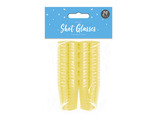 Neon Shot Glasses in 4 Assorted Colours - (24 Pack)
