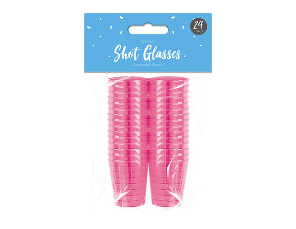 Neon Shot Glasses in 4 Assorted Colours - (24 Pack)