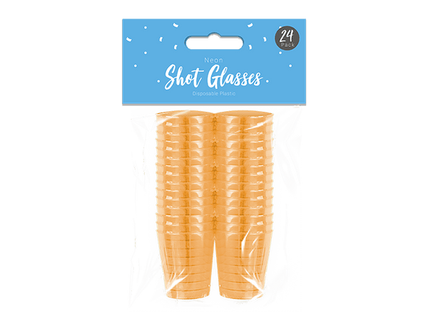 Neon Shot Glasses in 4 Assorted Colours - (24 Pack)