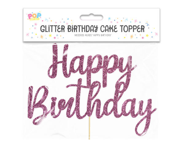 Glitter Happy Birthday Cake Topper