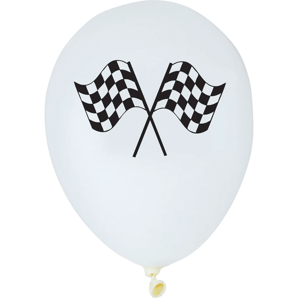 Black & White Chequered Flag Latex Balloons 2 Sided Print