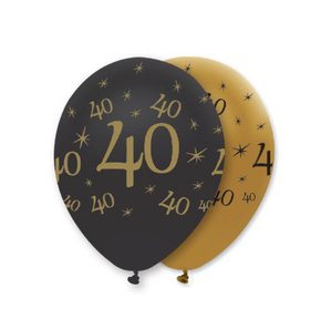 Black and Gold 40 Latex Balloons - Pearlescent (6 Pack)