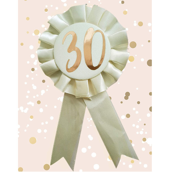 Cream & Gold 30th Rosette Badge