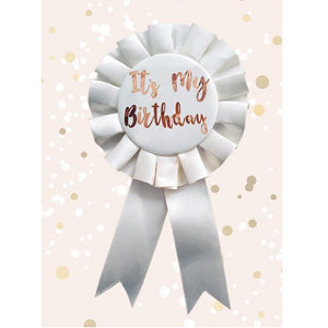 Cream & Gold Its My Birthday Rosette Badge