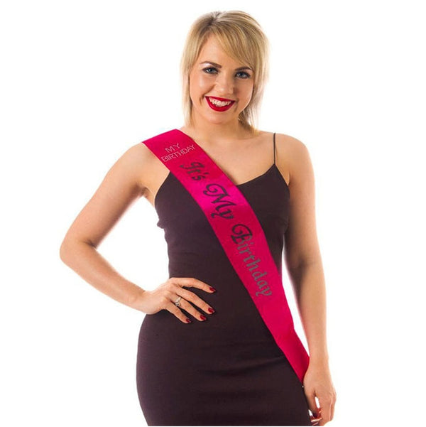 Diamante Sash It's My Birthday - Hot Pink