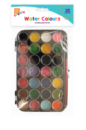 Water Colour Pallete & Brush - 28 Colours