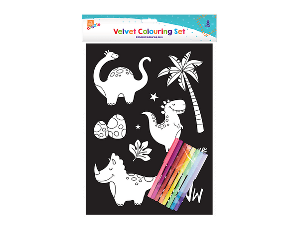 Velvet Art & 8 Felt Tip Pens in 4 Assorted Designs