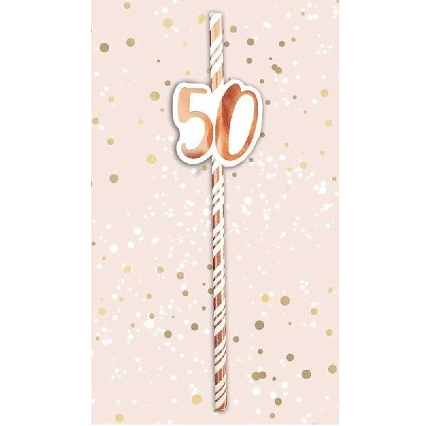 50th Birthday Rose Gold Straws (6 Pack)