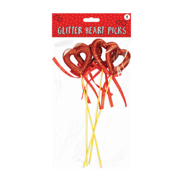 Valentine's Heart Picks (4 Pack)