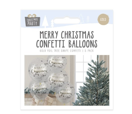 Merry Christmas Confetti Balloons (5 Pack)