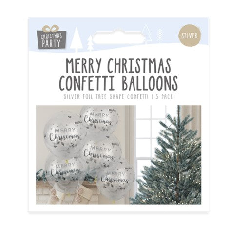 Merry Christmas Confetti Balloons (5 Pack)