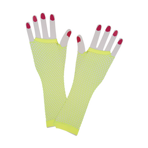 80's Net Gloves (Long) - NEON YELLOW