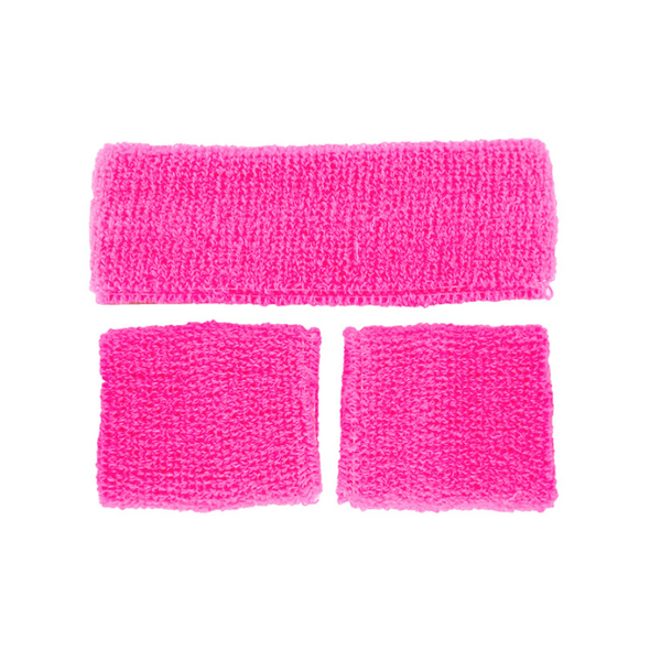 80's Sweatband & Wristbands - NEON PINK