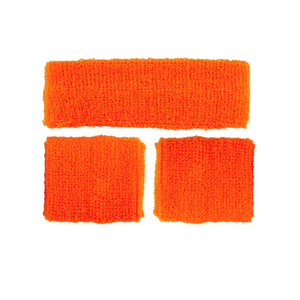 80's Sweatband & Wristbands - NEON ORANGE