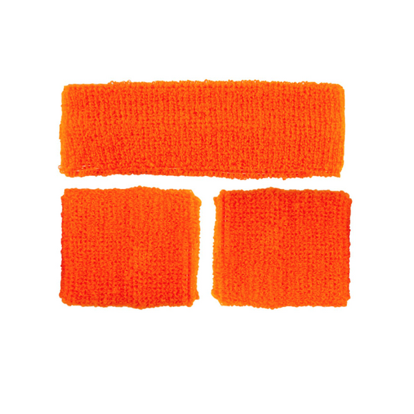 80's Sweatband & Wristbands - NEON ORANGE
