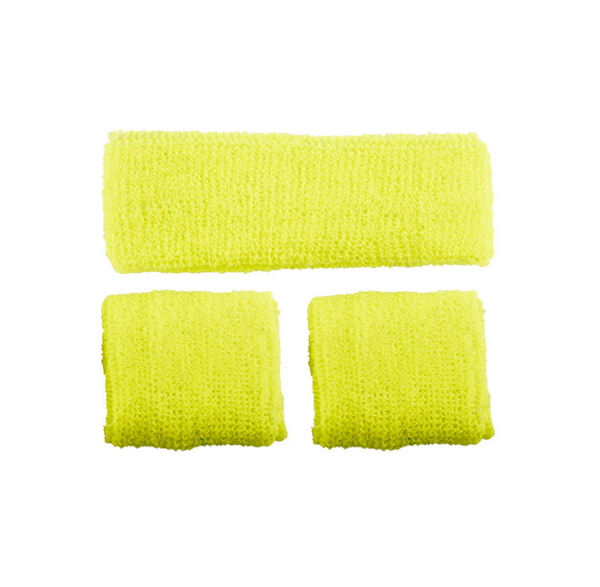 80's Sweatband & Wristbands - NEON YELLOW