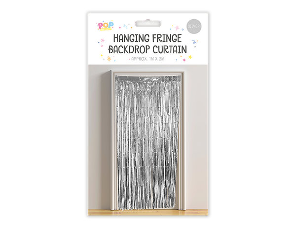 Metallic Fringe Backdrop Curtain
