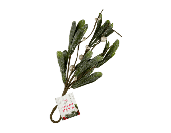 Glittered Mistletoe Hanging Decoration - (23.5cm x 10cm)
