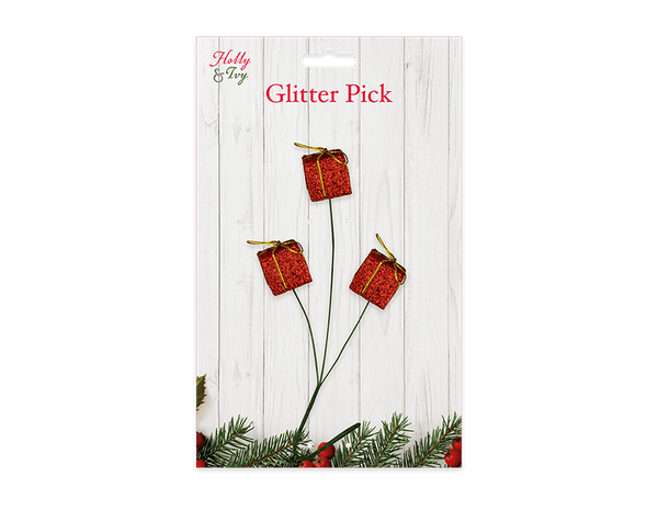 Novelty Glitter Pick in 3 Assorted Designs