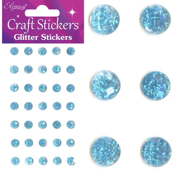 Eleganza Craft Stickers 8mm 35 Glitter gems Lt. Blue No.25