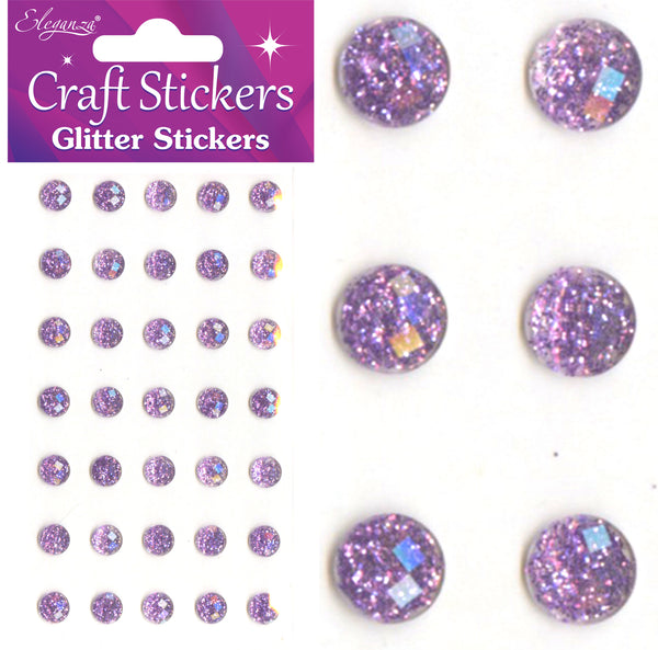 Eleganza Craft Stickers 8mm 35 Glitter gems Lavender No.45