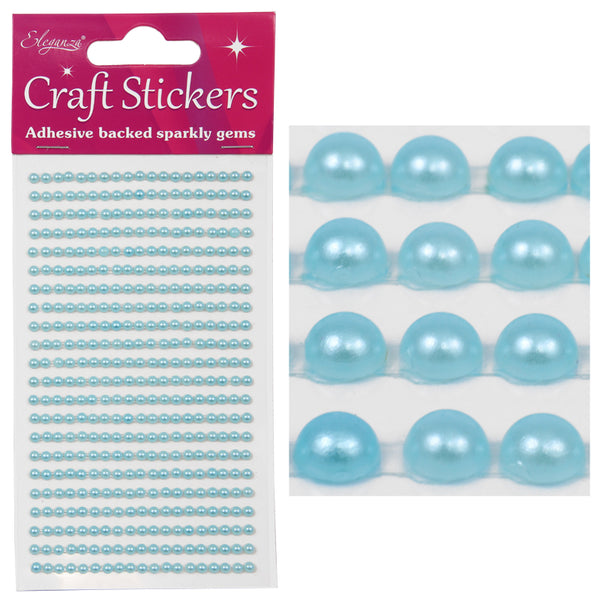 Eleganza Craft Stickers 3mm x 418 Pearls Blue No.25