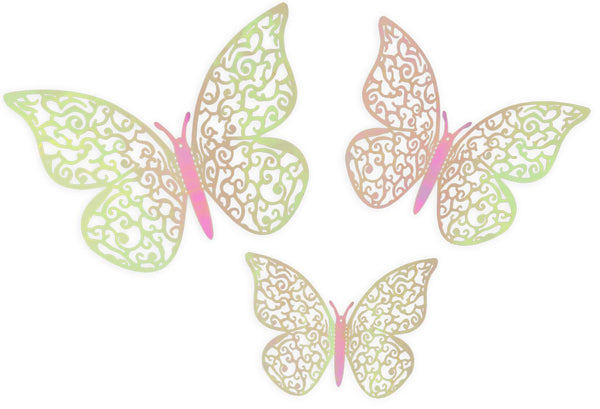 3D Adhesive Butterflies Pink Iridescent - (12 Pack)