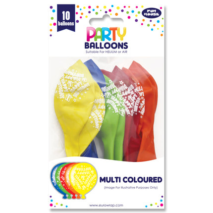 PARTY BALLOONS MULTI - (10 Pack)