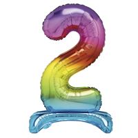 Rainbow Standing Number 2 Foil Balloon  - (30")